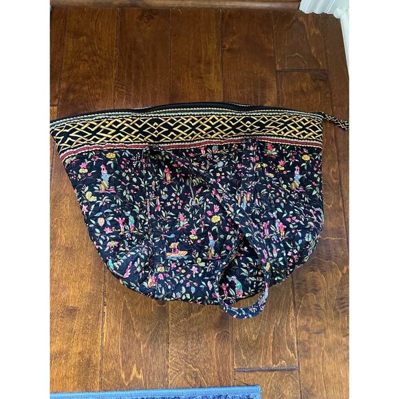 Vtg Vera‎ Bradley Original Ming Fall 2001 Large Black Bag Asian Floral Retired - Picture 1 of 16